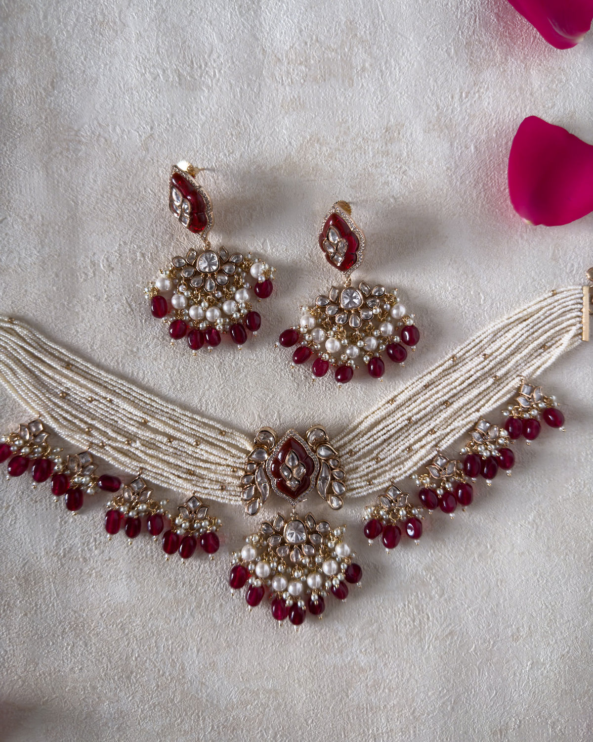 Amara: Maroon Choker Set